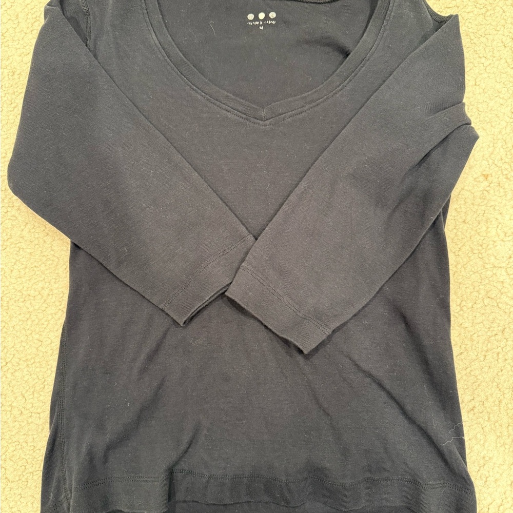 Three Dots Black Long Sleeve Tee